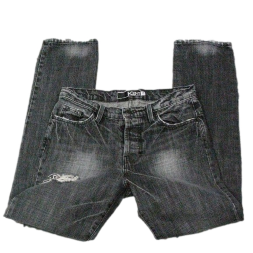 Vintage Kent Denim by Noah Landis Men's Distressed Black Wash Button Fly Size 29